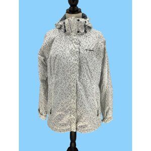 Columbia Womens White/Gray Hooded Waterproof Outer Ski Jacket Size XL
